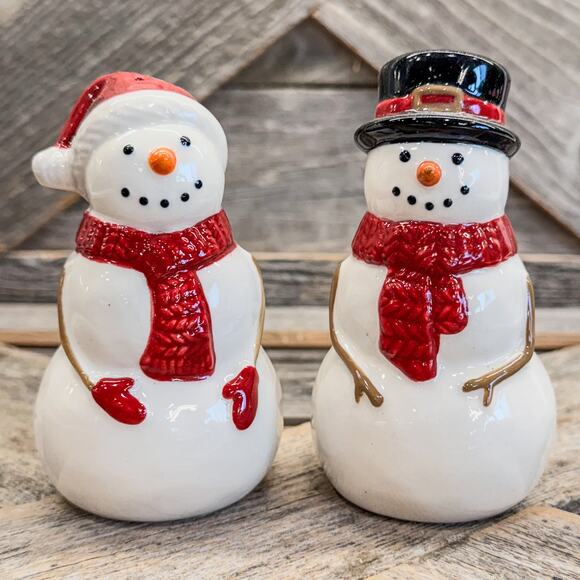 St. Nicholas Square Yuletide Snowman Couple Salt and Pepper Shaker Set, 4.25"H - Picture 1 of 7
